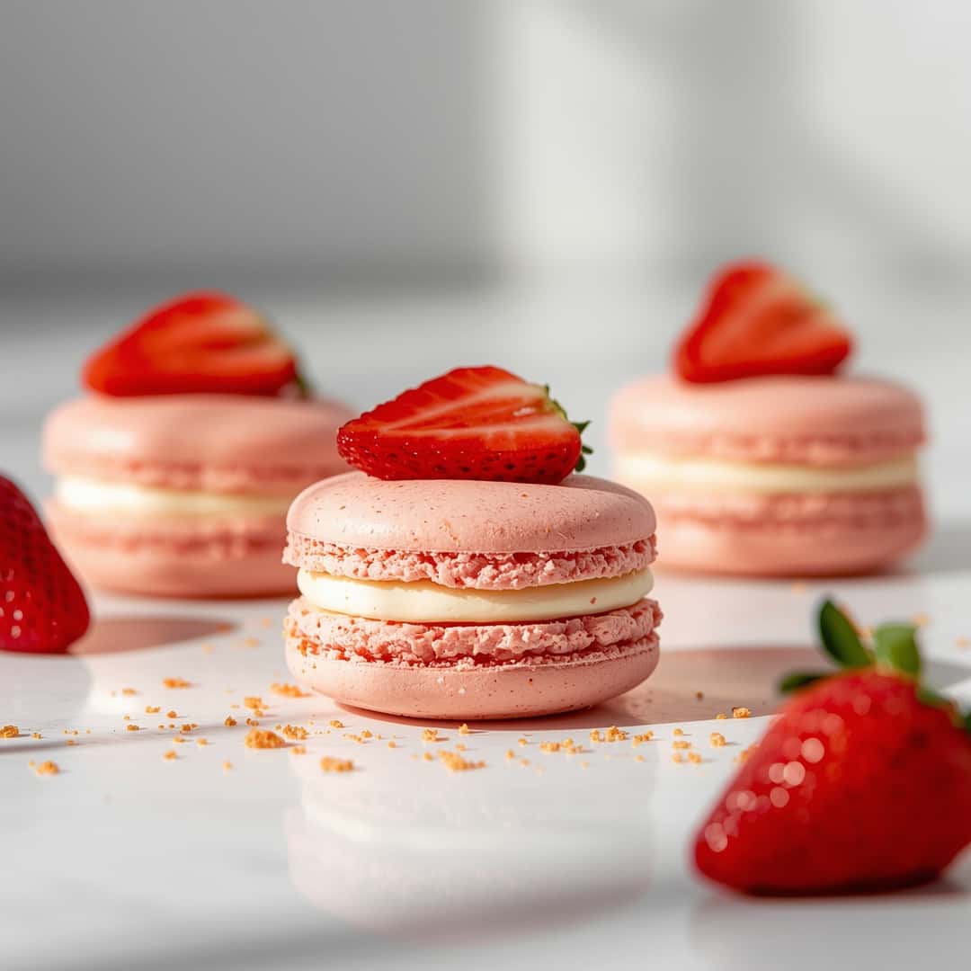 Decadent Strawberry Cheesecake Macarons 2 Decadent Strawberry Cheesecake Macarons