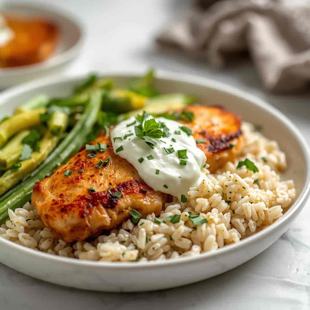 Dump And Bake Chicken Tzatziki Rice