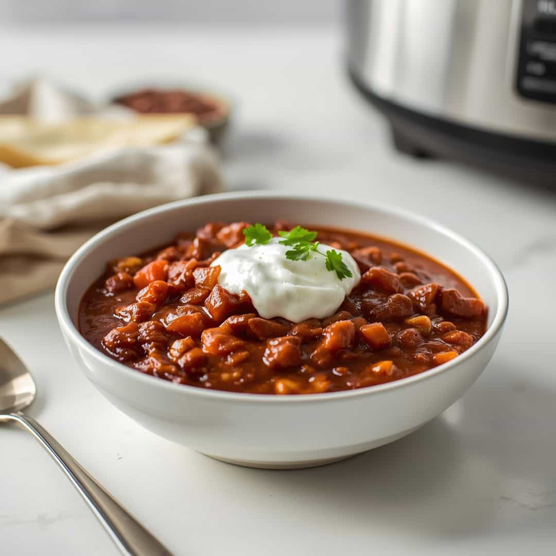 Easy Slow Cooker Crockpot Chili Recipe