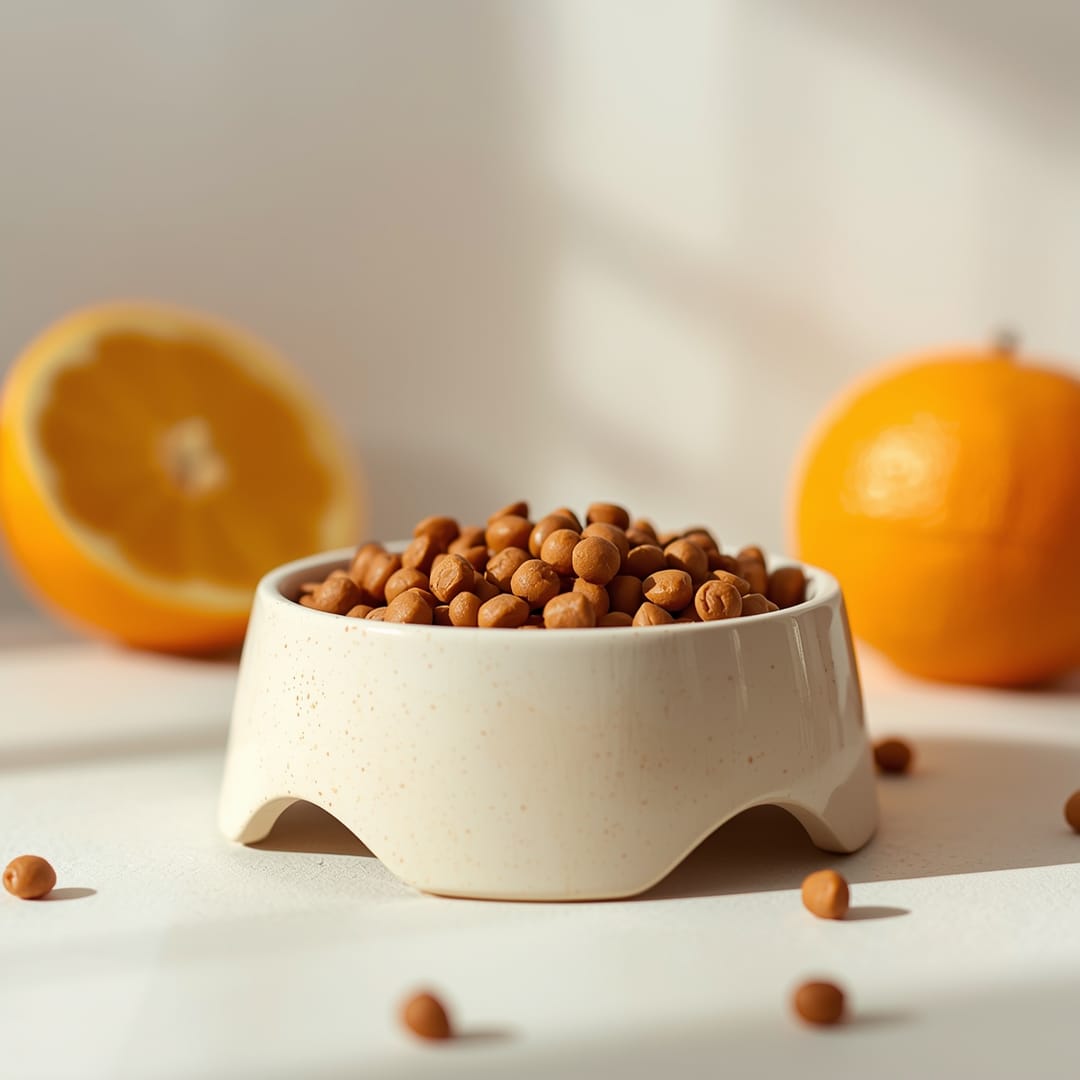Orange Cat Food Bowl