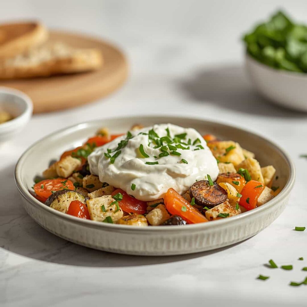 Roasted Veggie Whipped Cheese Salad Warm Creamy