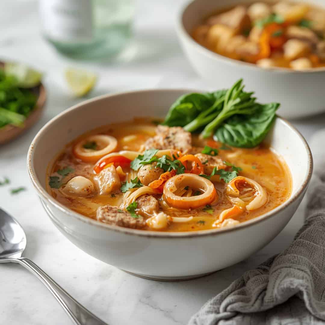 Slow Cooked Thai Chicken Soup Delight With Gin Extractor