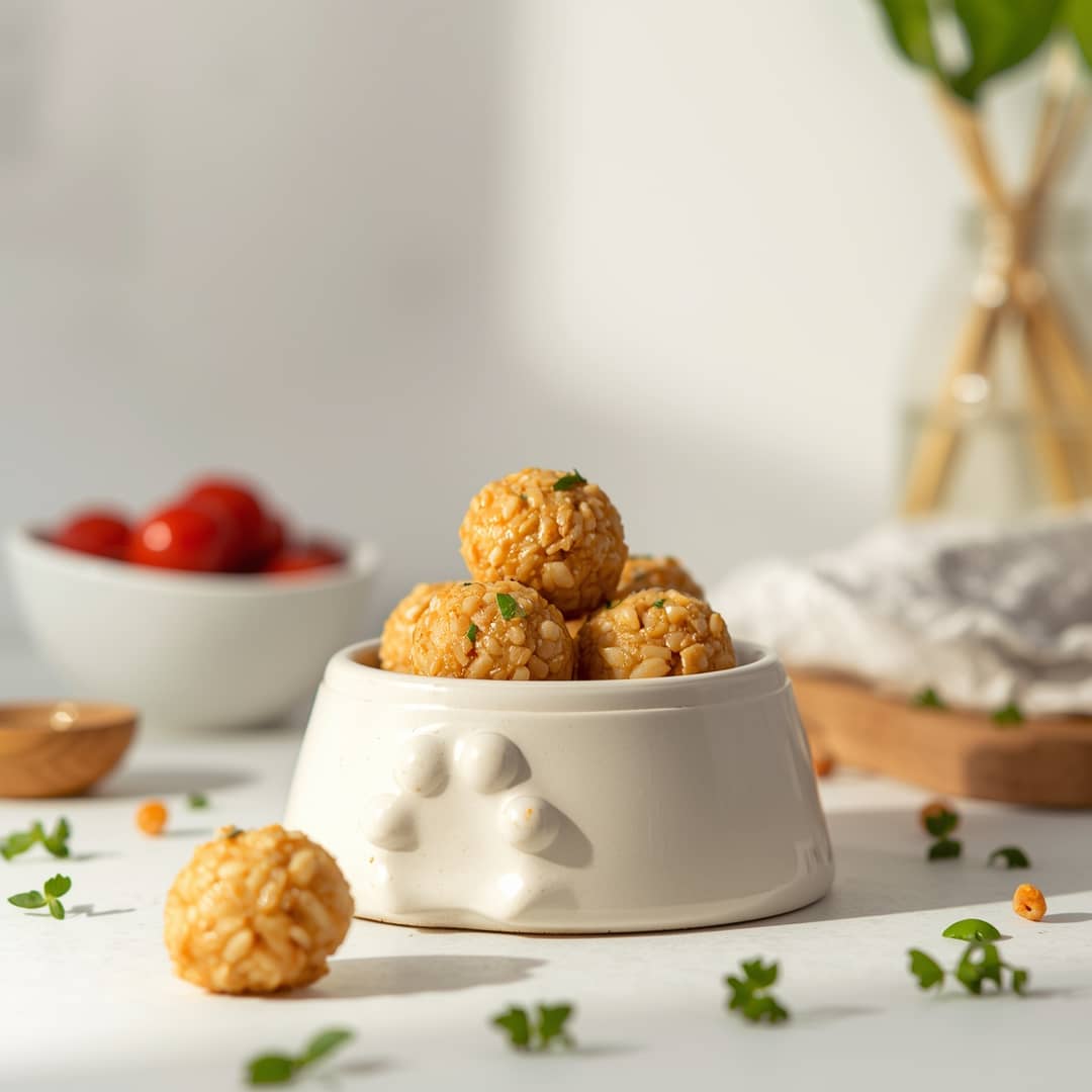 Homemade Dog Treats Chicken Rice Balls