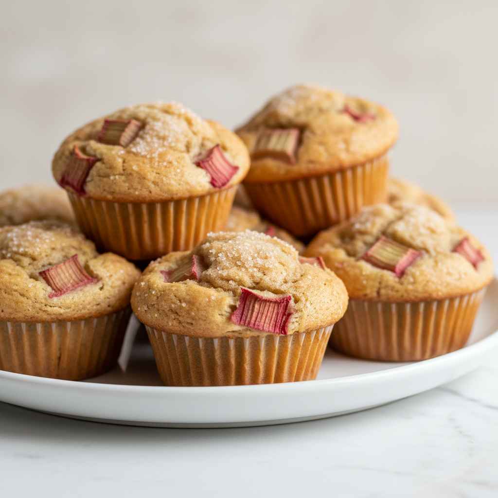 Bakery Style Rhubarb Muffins