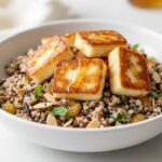 crispy halloumi honey grain bowl flavorful featured