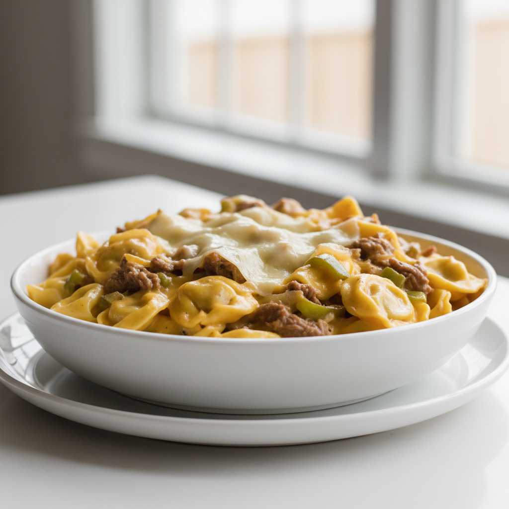 Crock Pot Cheesesteak Tortellini