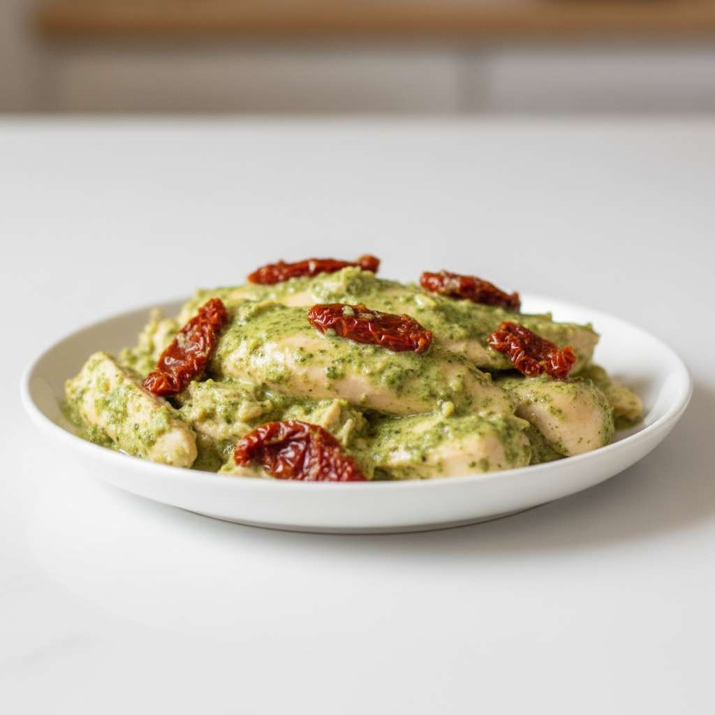Crockpot Pesto Chicken with Sun-Dried Tomato 2 Crockpot Pesto Chicken with Sun-Dried Tomato