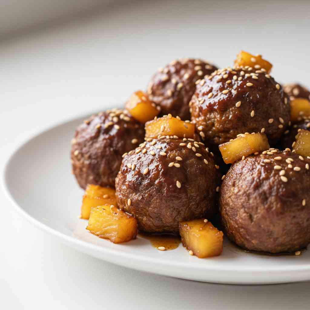 Crockpot Pineapple Teriyaki Meatballs