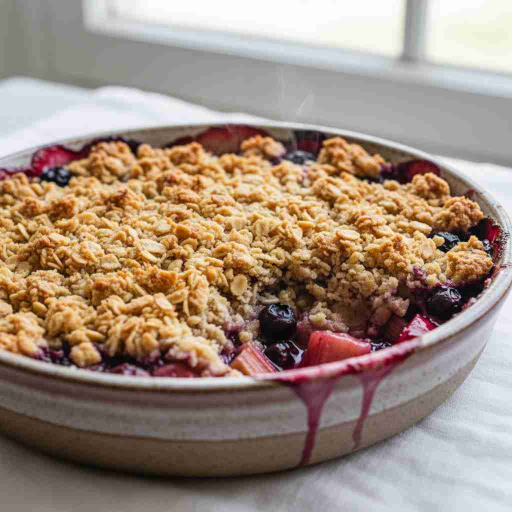 Delightful Blueberry Rhubarb Crisp