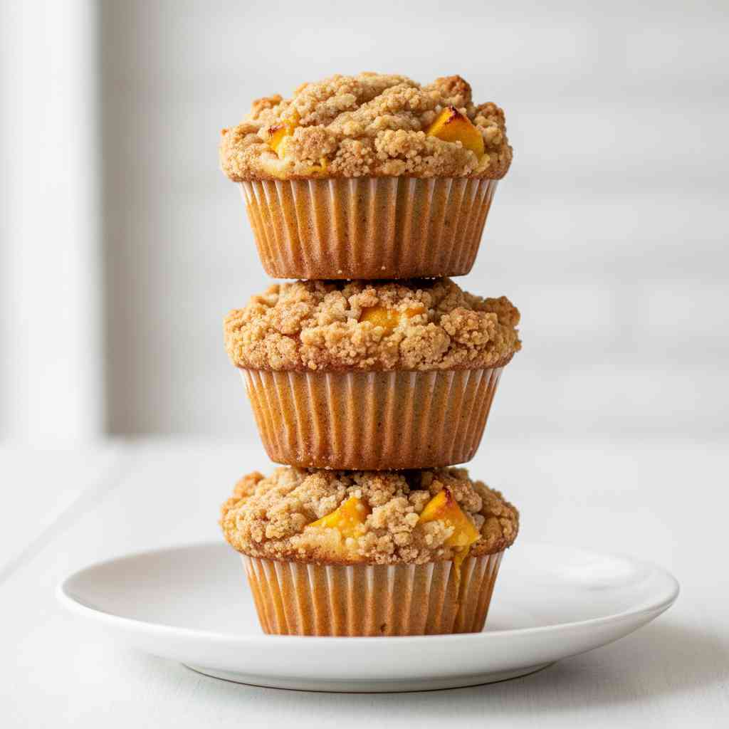 Easy Peach Crumb Topping Muffins