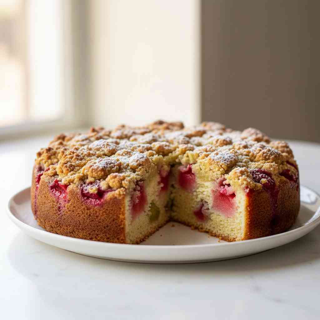 Easy Strawberry Rhubarb Coffee Cake