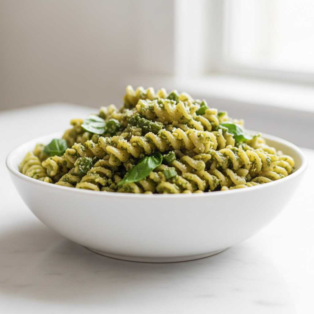 Fresh Basil Garlic Scapes Pesto Pasta