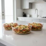 healthy zucchini pizza casserole meal prep bowls featured