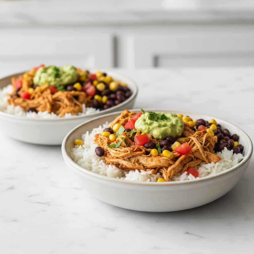 Slow Cooker Chicken Burrito Bowls 2 Slow Cooker Chicken Burrito Bowls