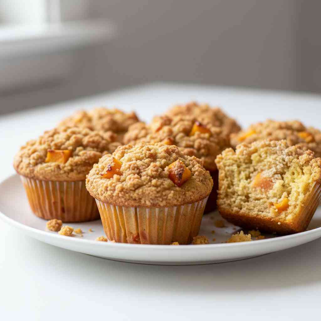 Easy Peach Crumble Muffins 2 Easy Peach Crumble Muffins