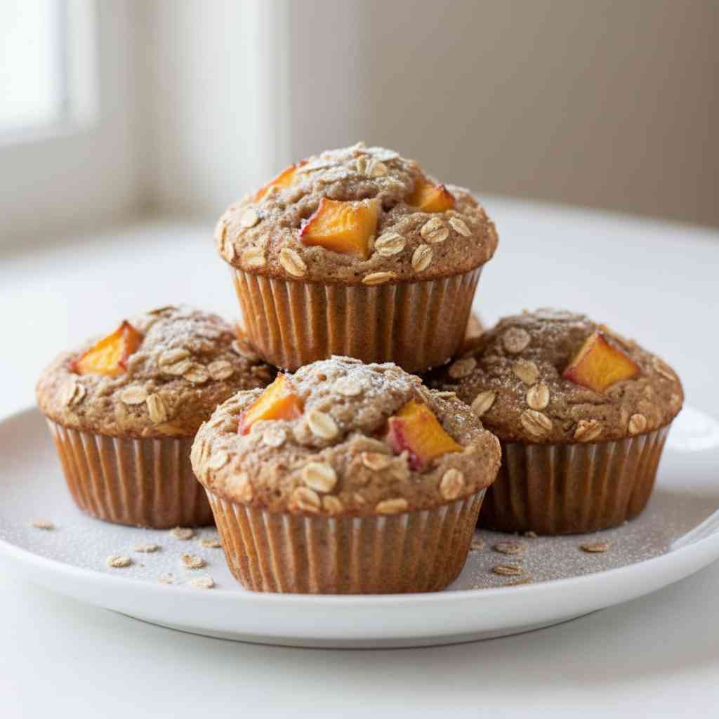 Healthy Peach Oatmeal Muffins 2 Healthy Peach Oatmeal Muffins