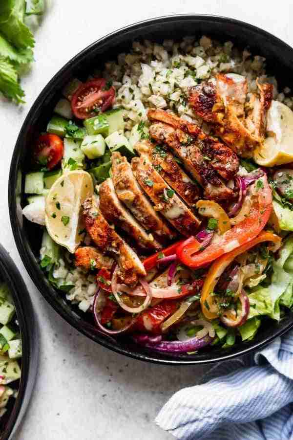 Easy Sheet Pan Chicken Shawarma Bowls
